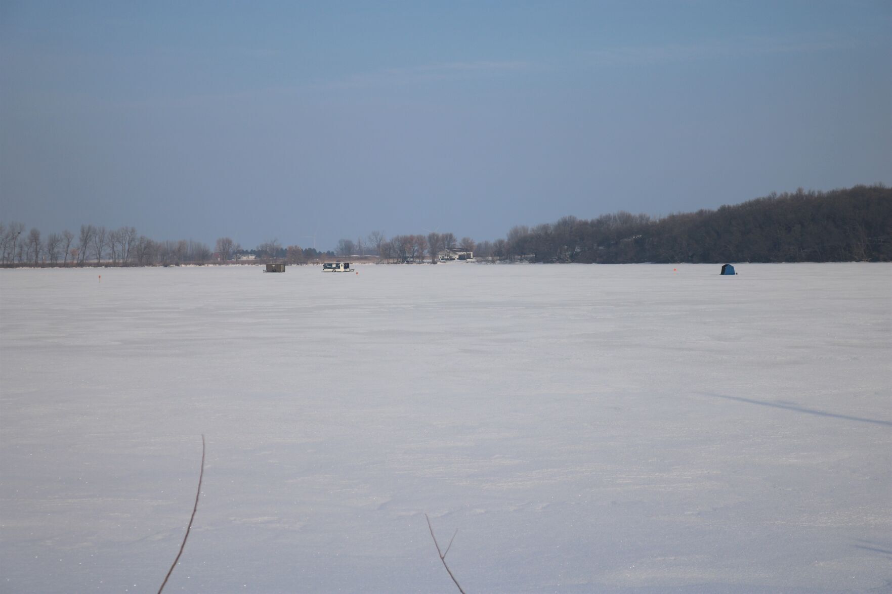 Ice fishing huts on Crystal Lake.JPG